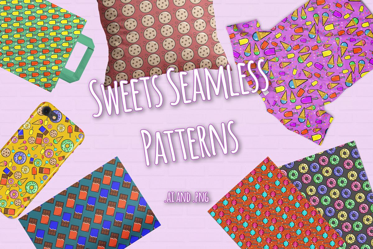 10 Sweets Seamless Patterns example image 1