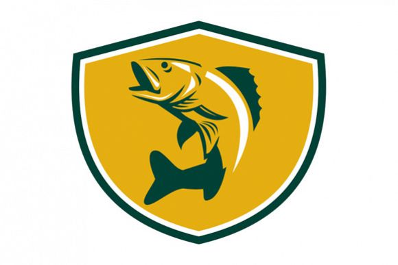 Walleye Fish Jumping Crest Retro example image 1