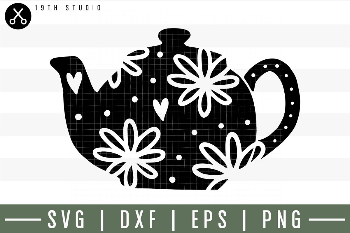 Floral tea pot SVG| Tea SVG example image 1
