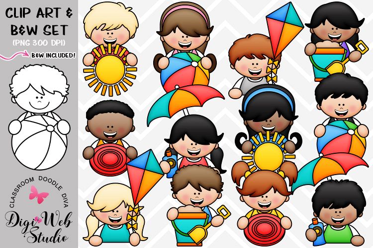 Clip Art / Illustrations - Big Grin Summer Topper Kids example image 1