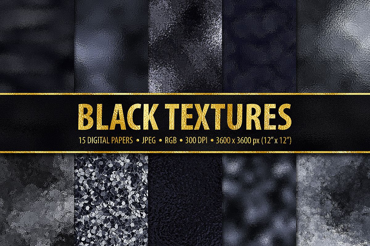 15 Black Metallic, Foil and Glitter Digital Papers example image 1