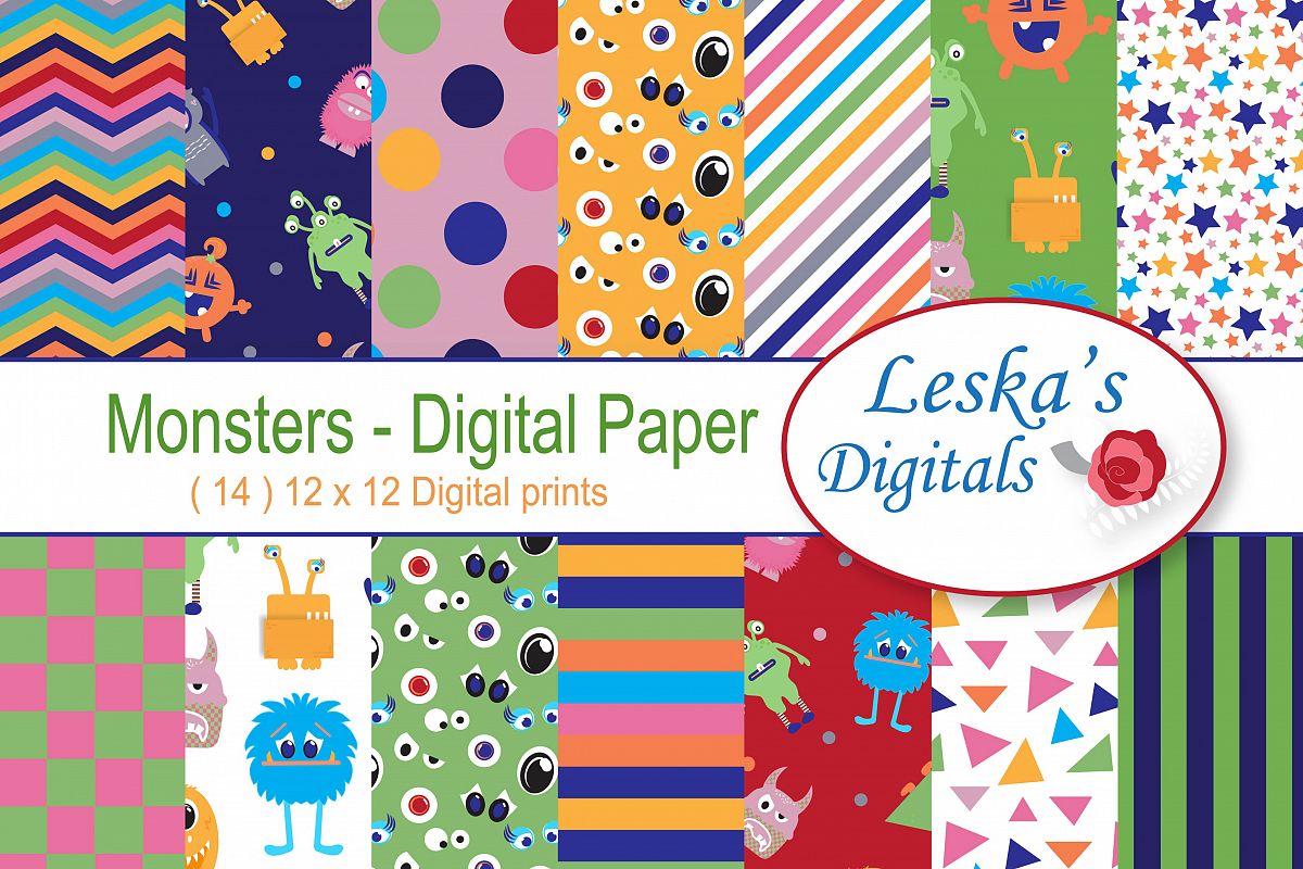 Monsters Digital Paper example image 1