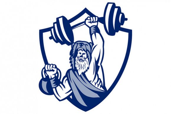 Berserker Lifting Barbell Kettlebell Crest Retro example image 1