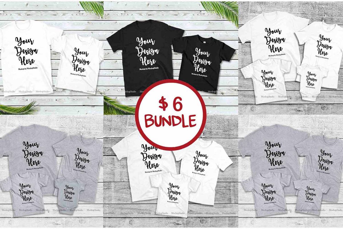 Download Family Tshirt Mockup Bundle, Kids Shirt Mock Up Bundle Set