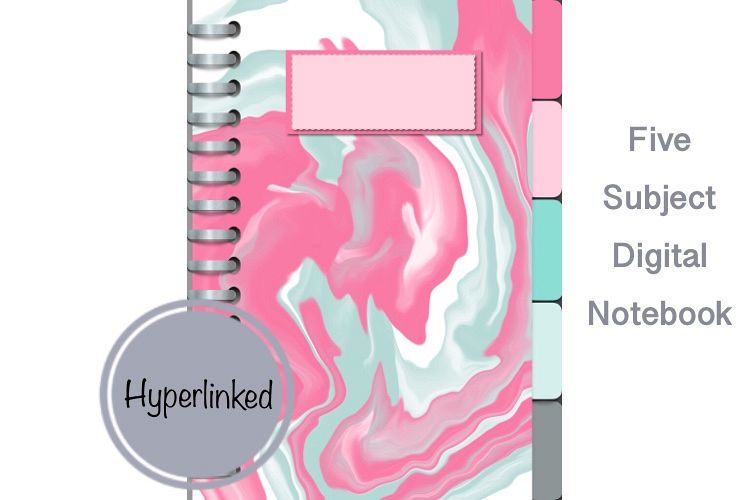 Stylish Pink and Green Five Subject Digital Notebook example image 1