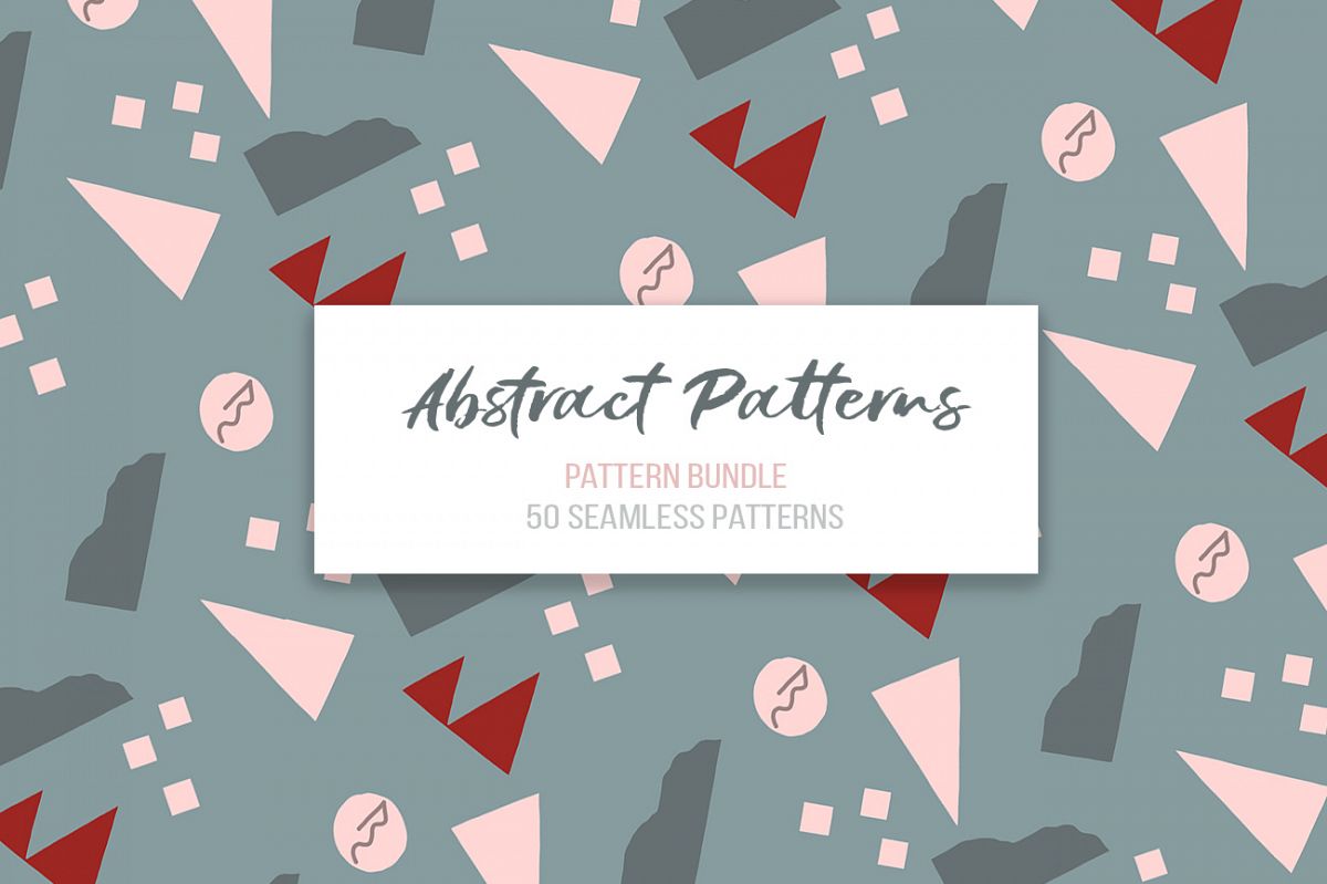 Abstract vector patterns. Big geometric collection, seamless example image 1