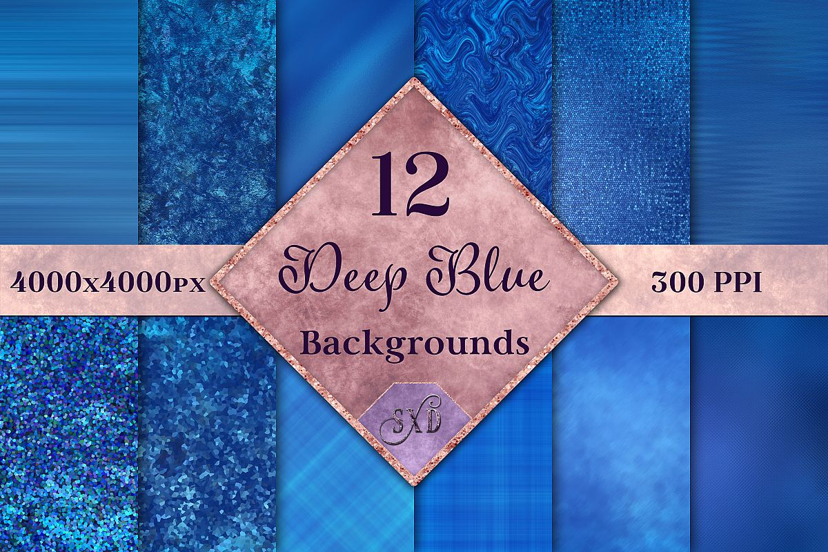 Deep Blue Backgrounds - 12 Image Textures Set example image 1