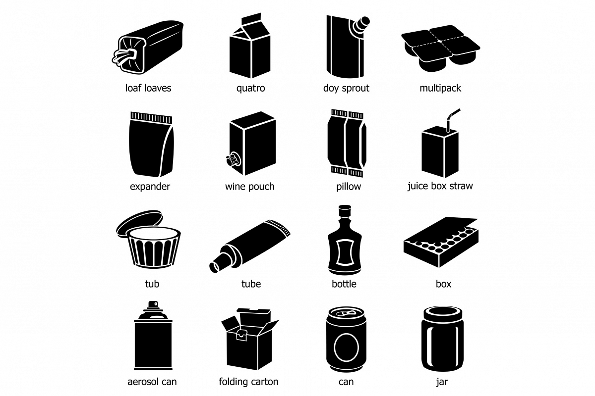 Package types icons set, simple style example image 1