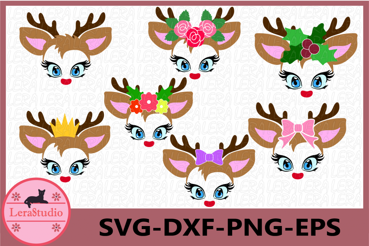Little Deer face Svg, Deer with eyelashes, Little Deer svg example image 1