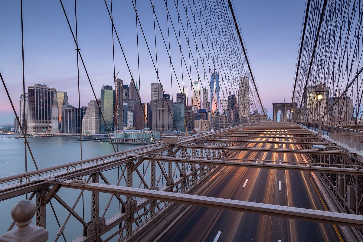View from Brooklyn bridge at sunrise example image 1
