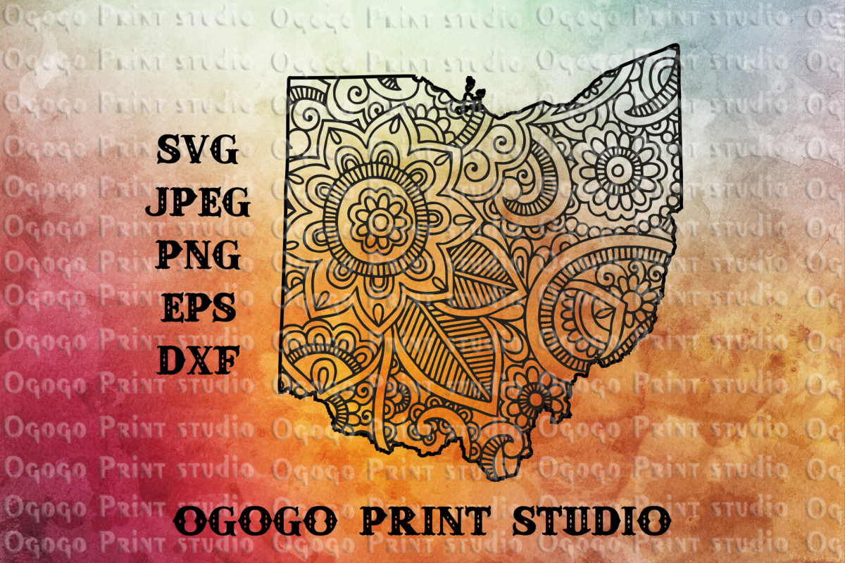 Ohio Map SVG, Zentangle SVG, Travel gifts, Mandala svg example image 1