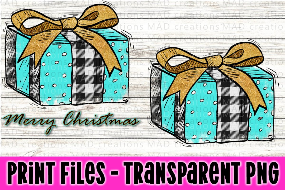 Christmas Present - Buffalo Plaid and Teal - Print File example image 1