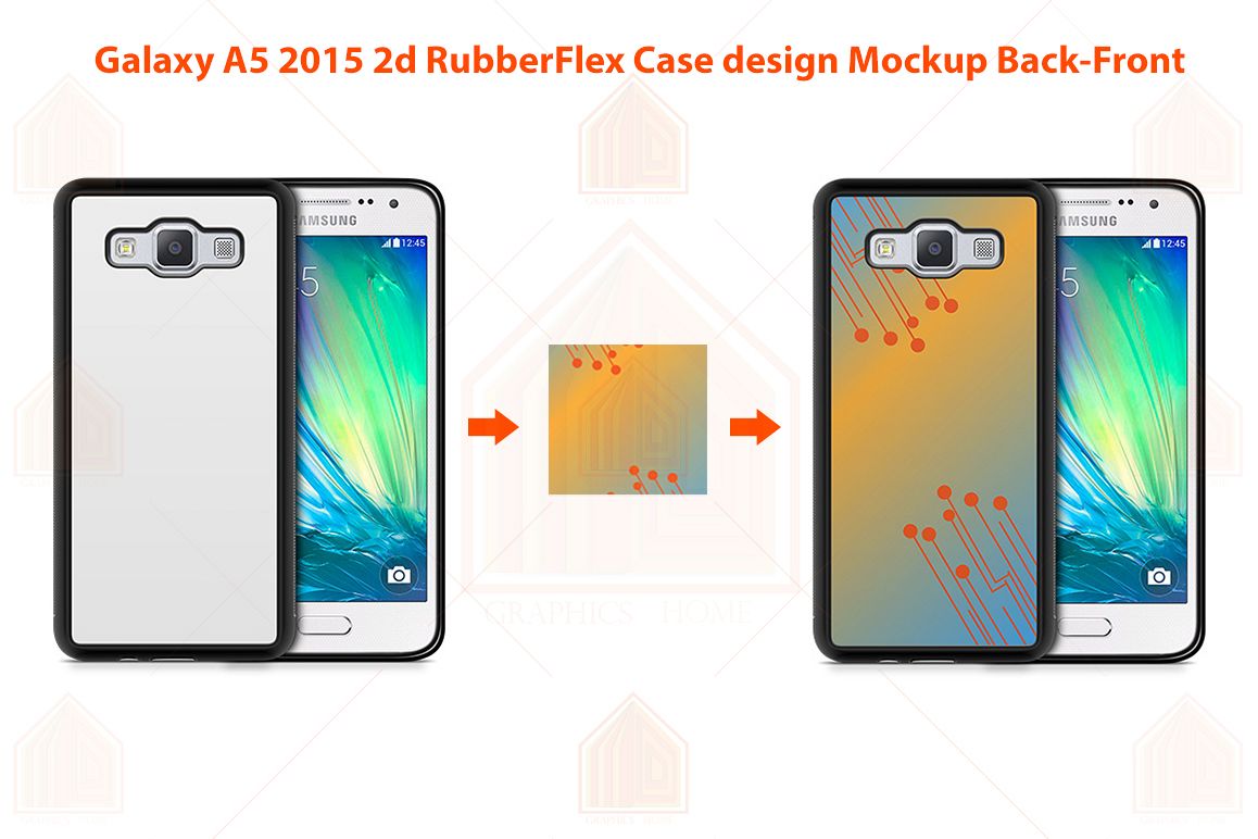 Galaxy A5 2015 2d RubberFlex Case Design Mockup Back-Front example image 1