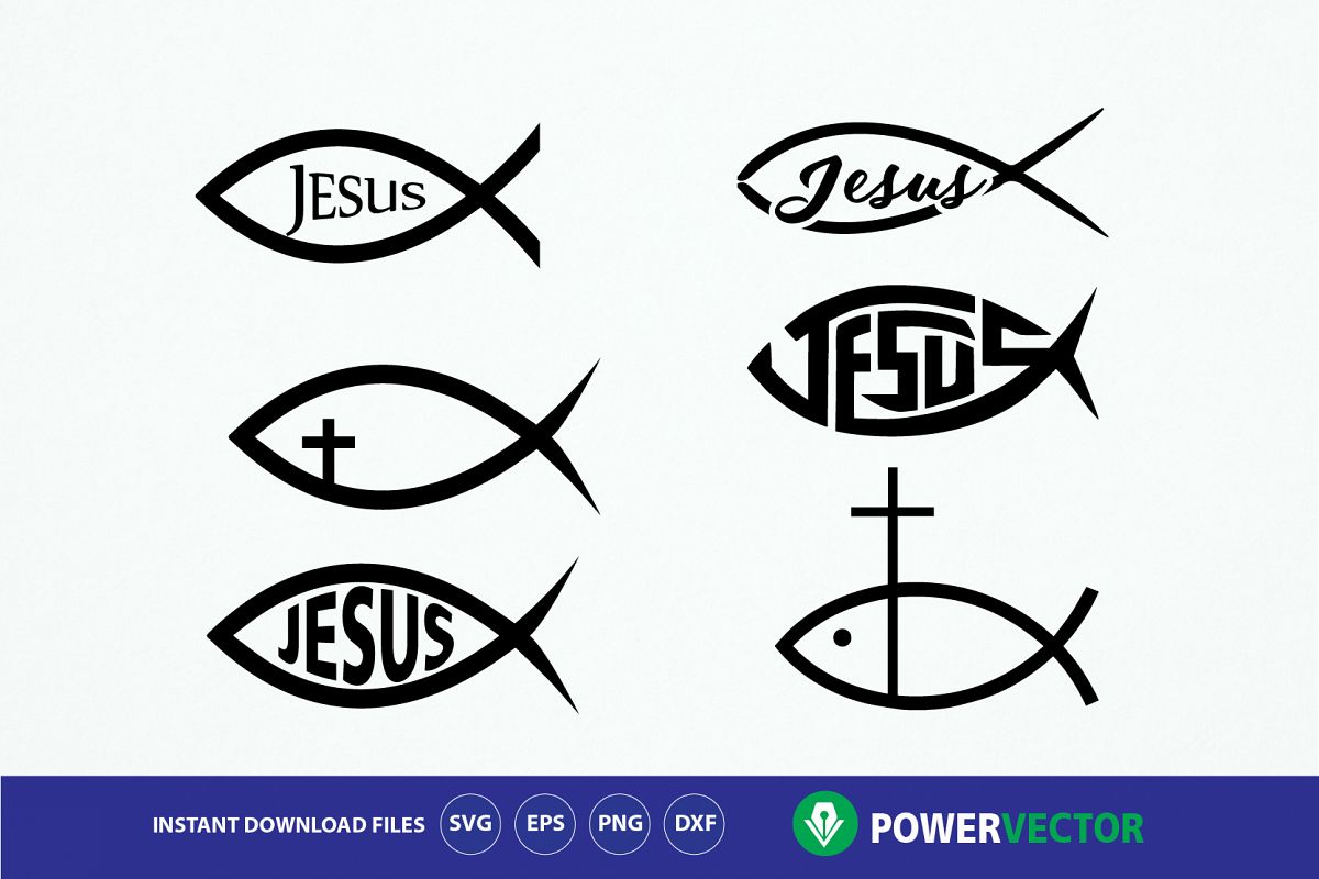 Fish Jesus Svg. Jesus Christ digital clipart - fish sign, God