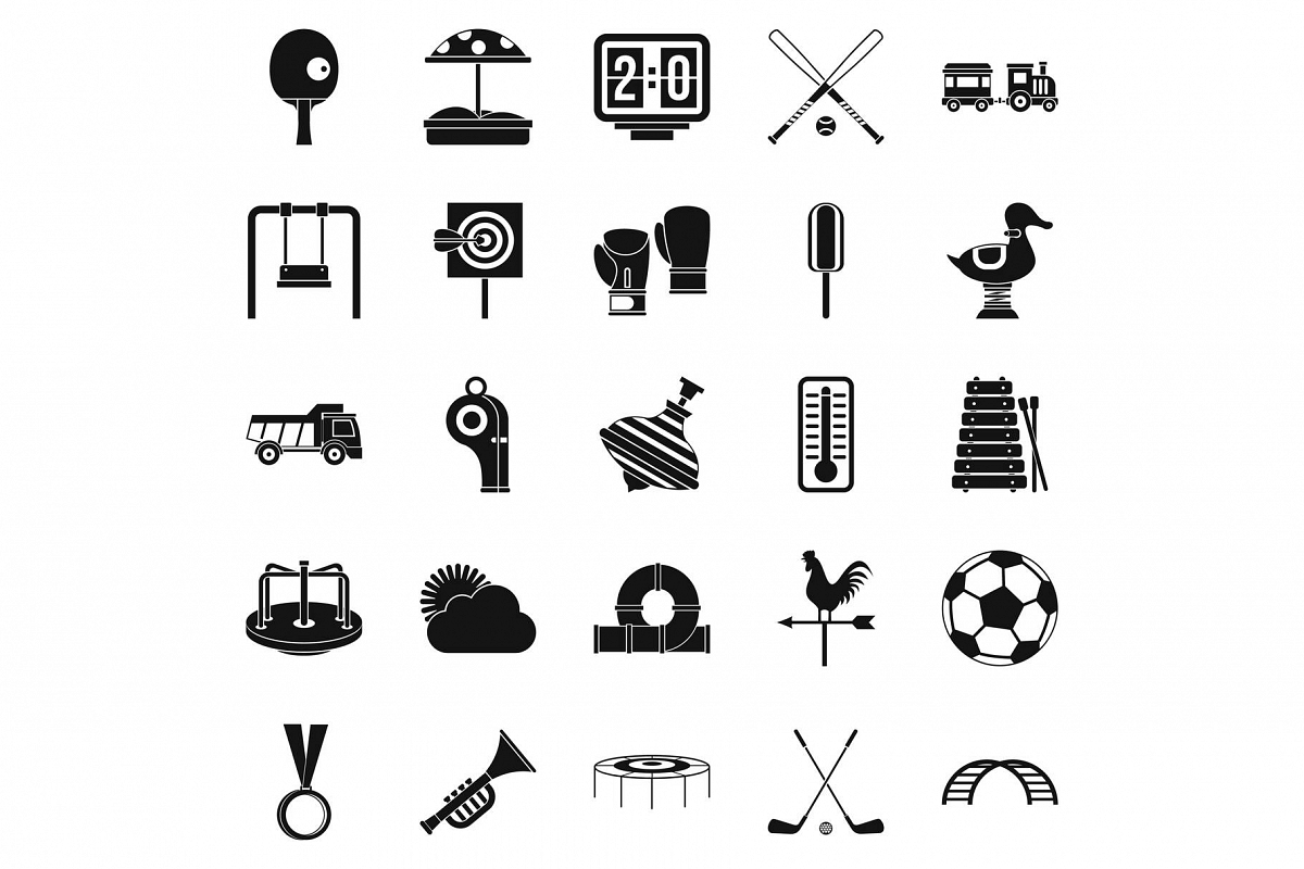 Children game icons set, simple style example image 1