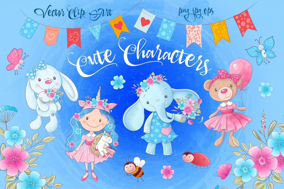 Cute Characters vector clip art example image 1