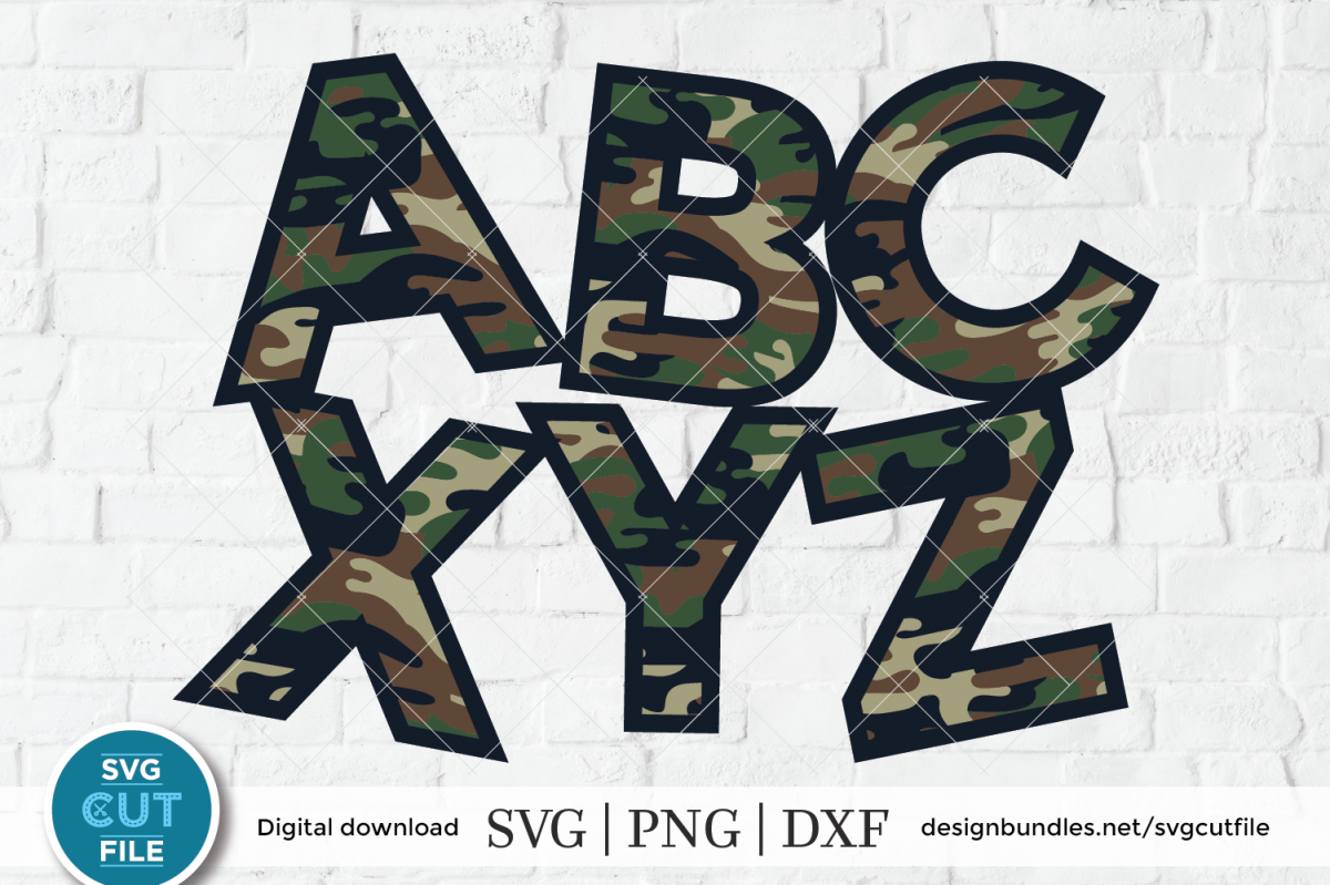 Camo svg, camo letters svg, army svg, camo font, alphabet