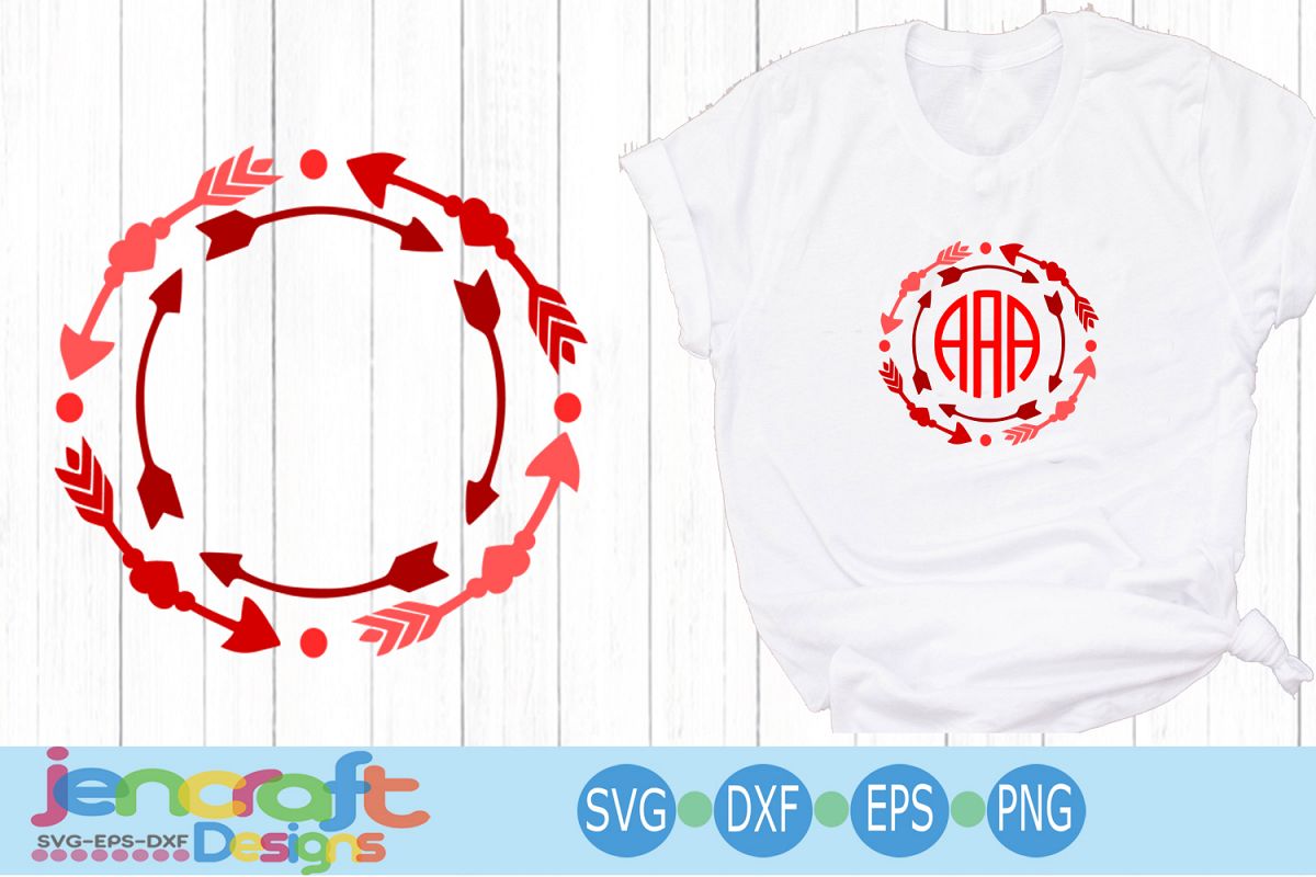 Valentine Heart SVG - Arrow Valentine monogram SVG Frames example image 1