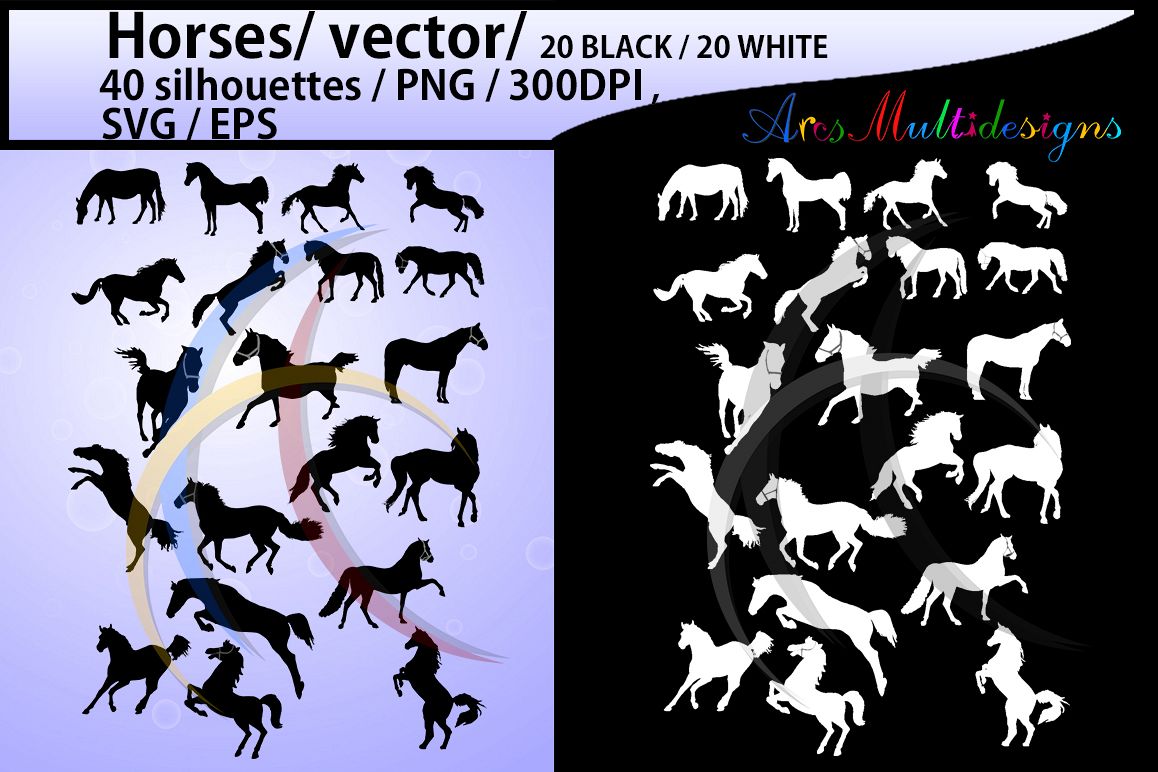 horse silhouette svg / 40 Horse / mare horse / black and white horse silhouette / digital files / EPS / SVG / Png / printable / cricut example image 1