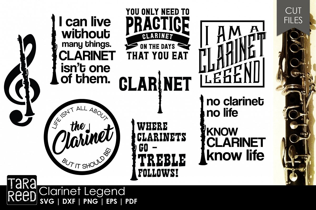 Clarinet Legend - Clarinet SVG & Cut Files for Crafters example image 1