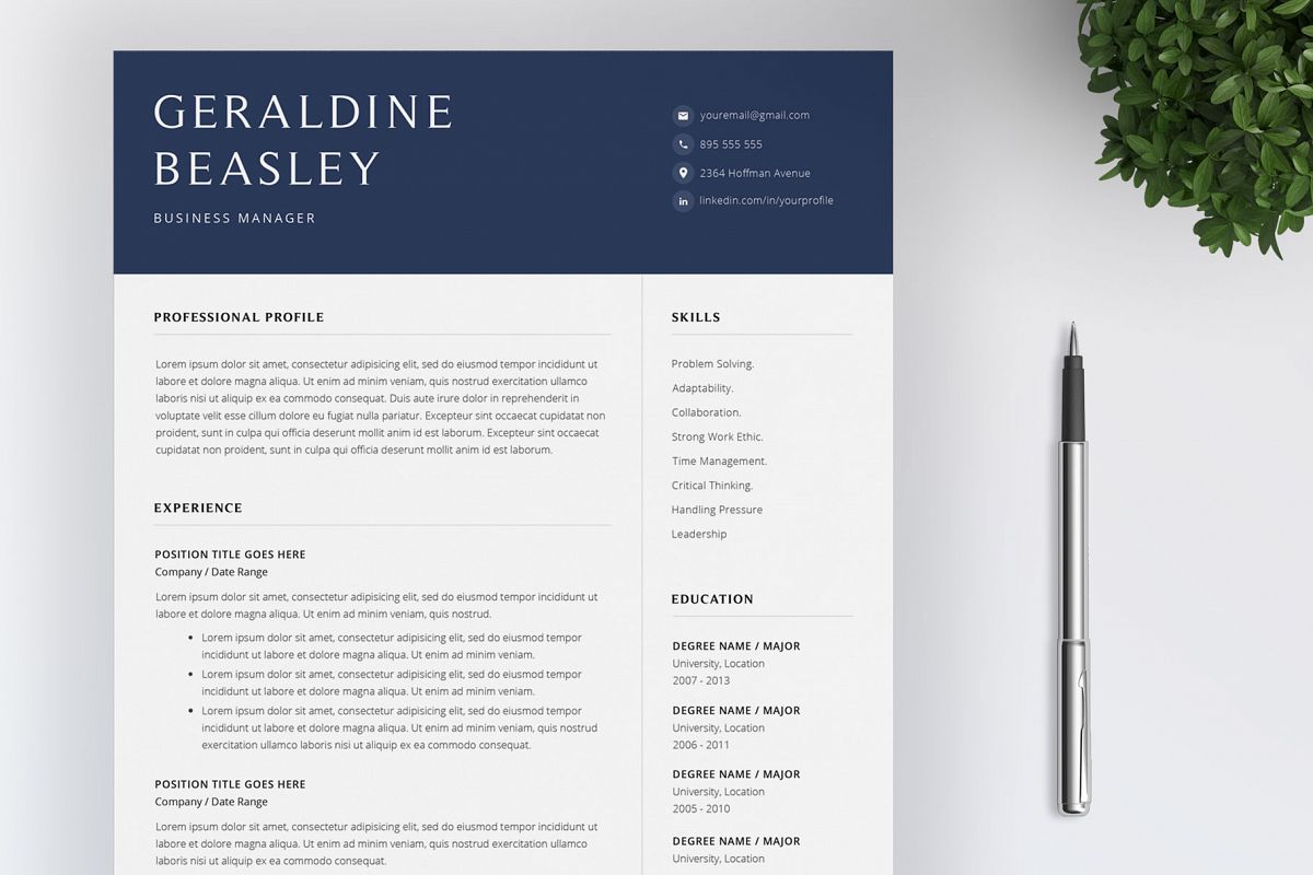Resume Template and Cover Letter / 4 Pages example image 1