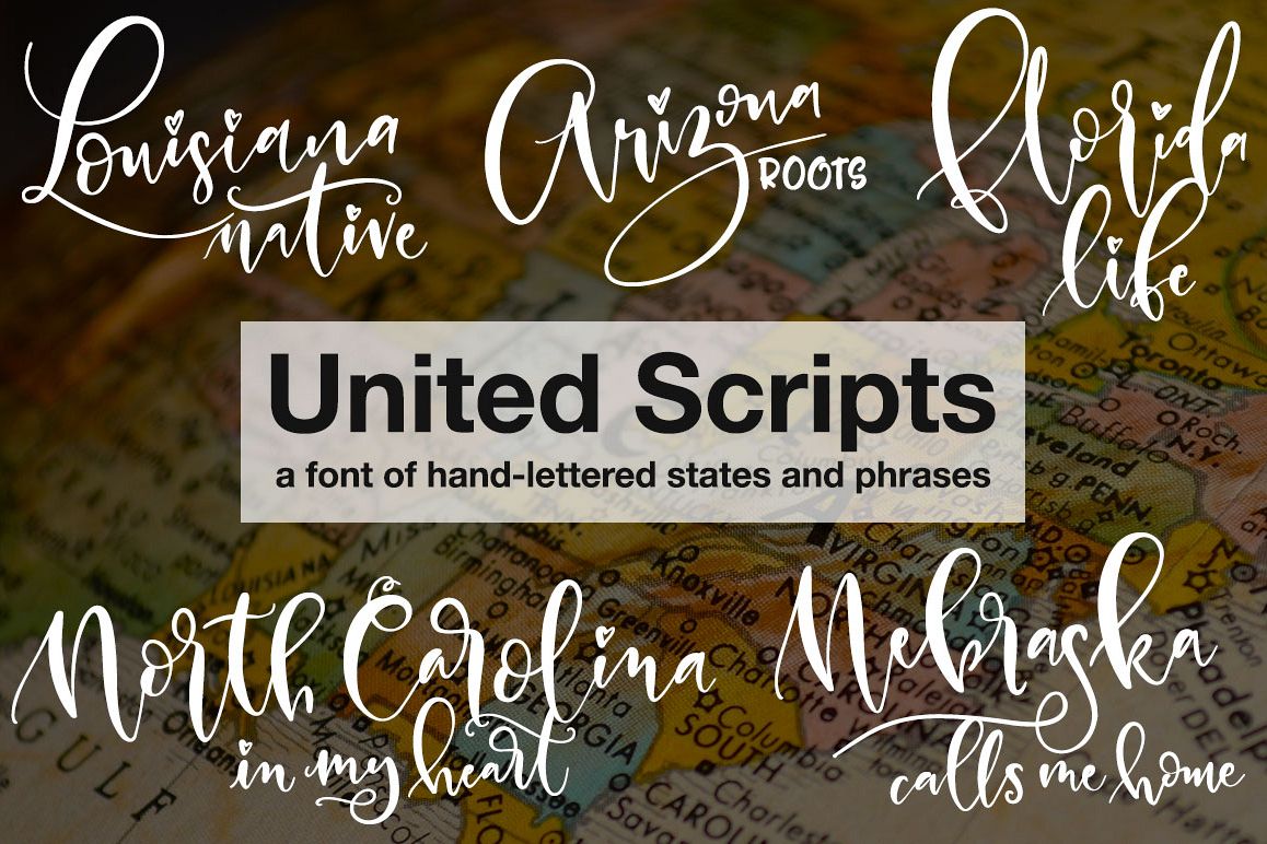 United Scripts - a font of states! example image 1