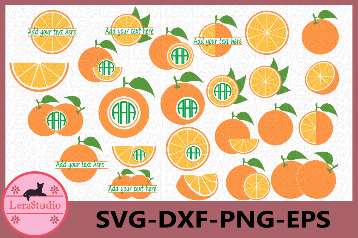 Orange SVG, Orange Monogram Svg, Circle Frames, Silhouette example image 1