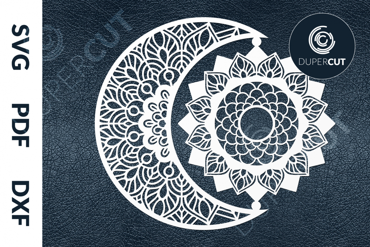 Download SVG / PDF / DXF Sun Moon Mandala, Papercutting Template (515587) | Paper Cutting | Design Bundles