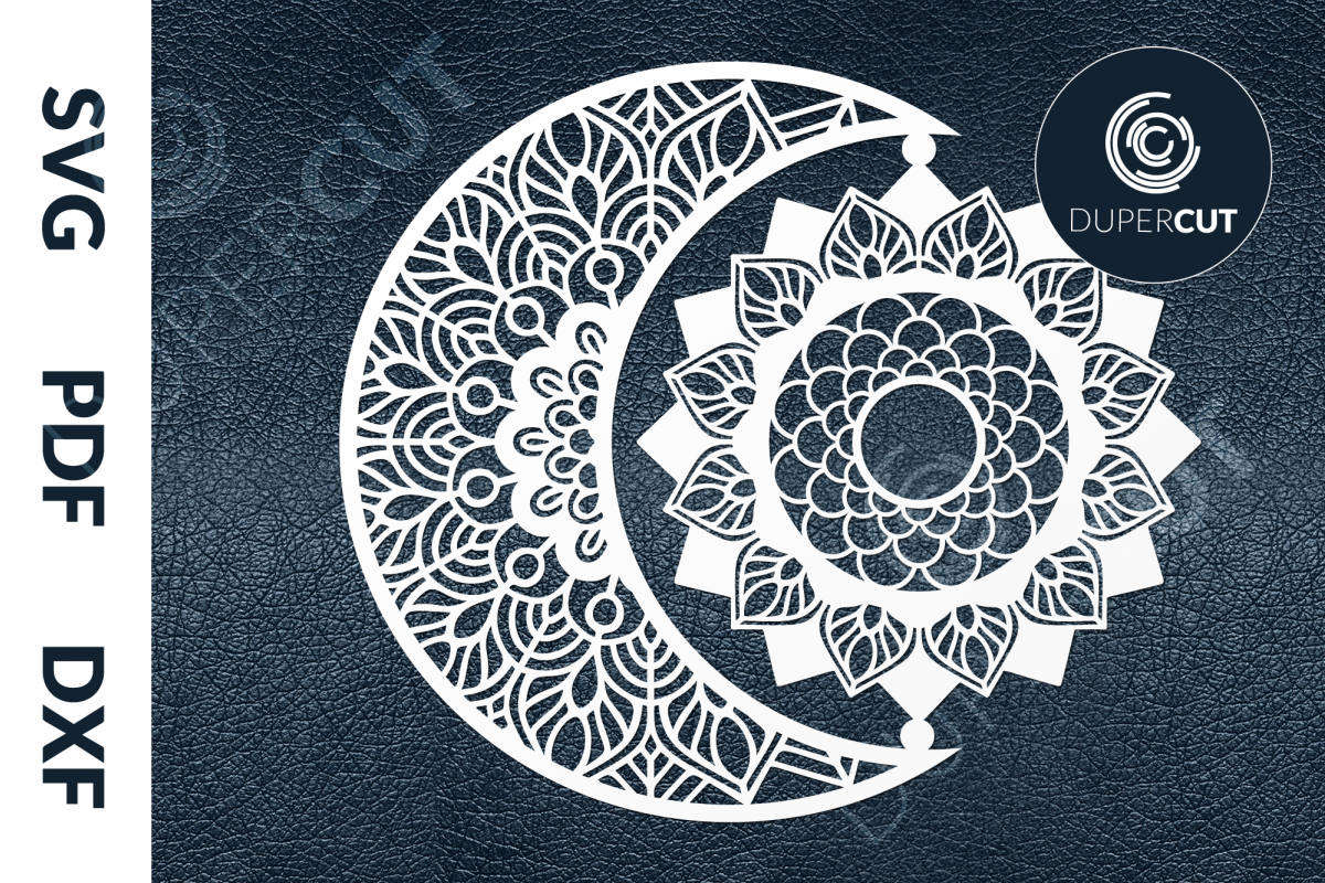 SVG / PDF / DXF Sun Moon Mandala, Papercutting Template (515587) | Paper Cutting | Design Bundles