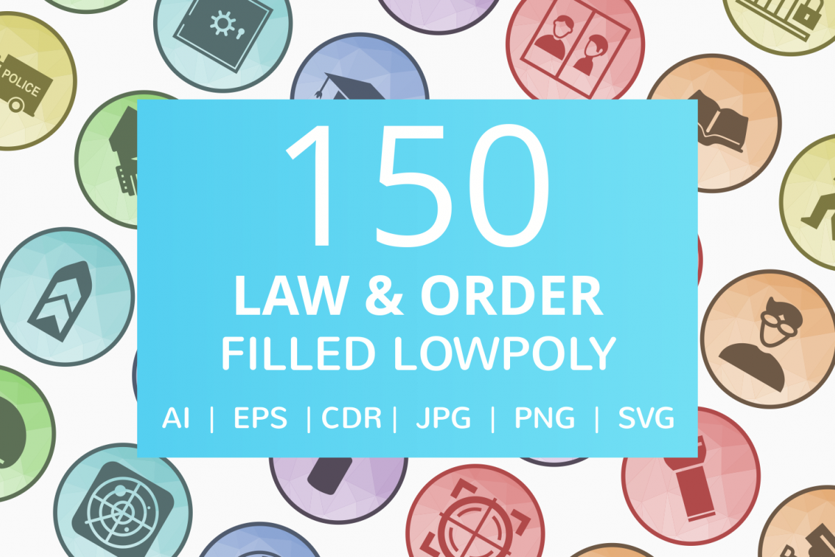 150 Law & Order Filled Low Poly Icons example image 1