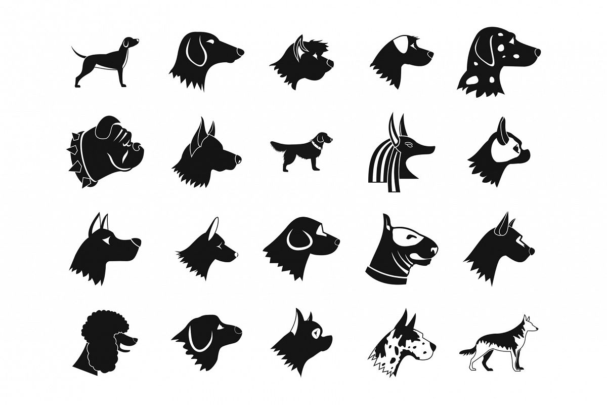 Dog icon set, simple style example image 1