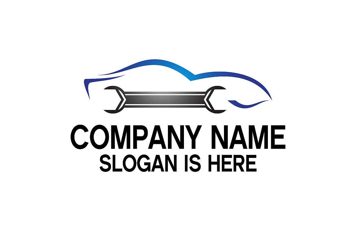 Repair Car logo, silhouette car and wrench example image 1