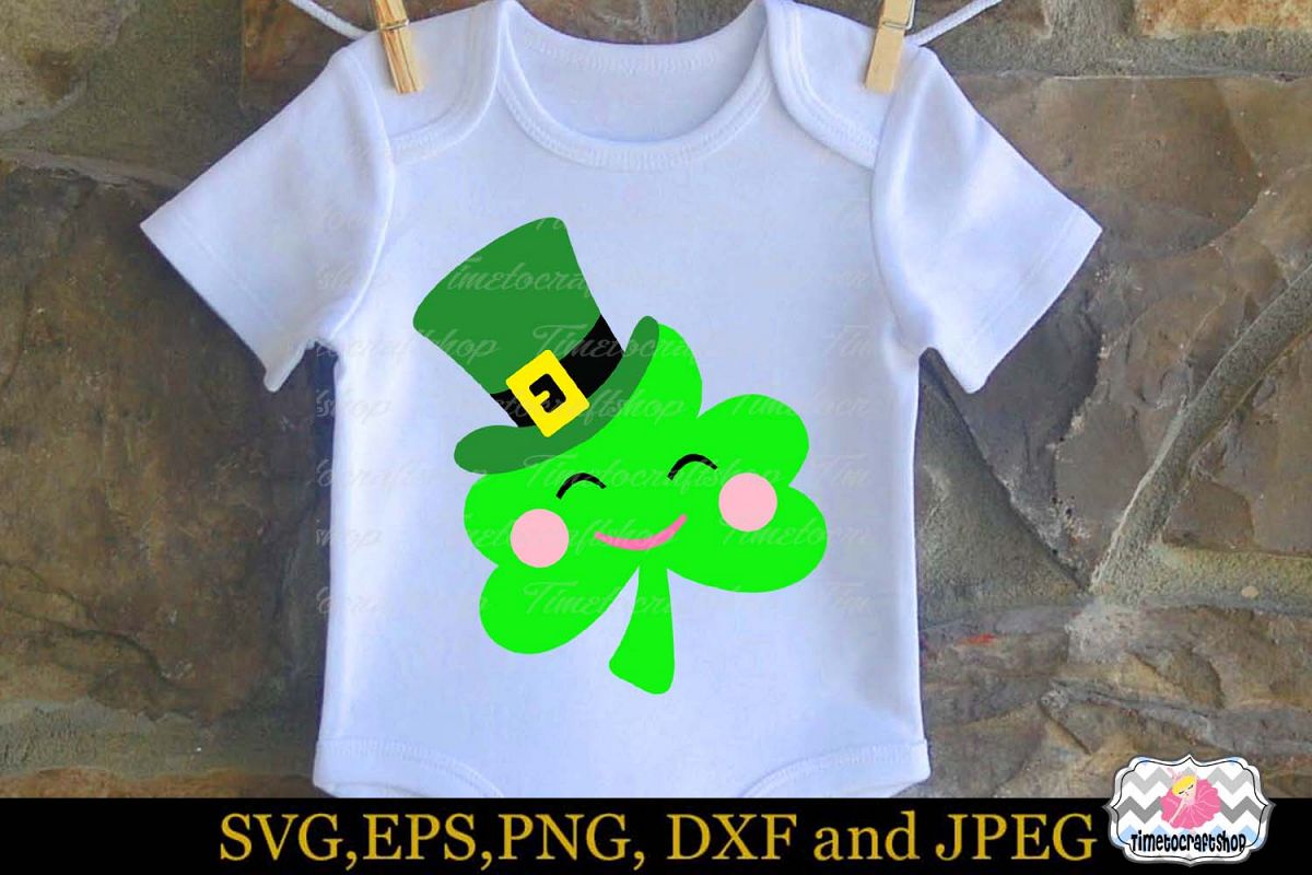 SVG, Dxf, Eps & Png St Patrick's Day Leprechaun hat Clover example image 1