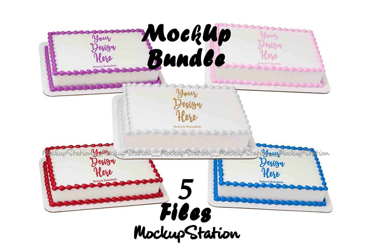 Sheet Cake Mockup Bundle, Edible Cake Print Mock Up Display (211652) | Mock Ups | Design Bundles