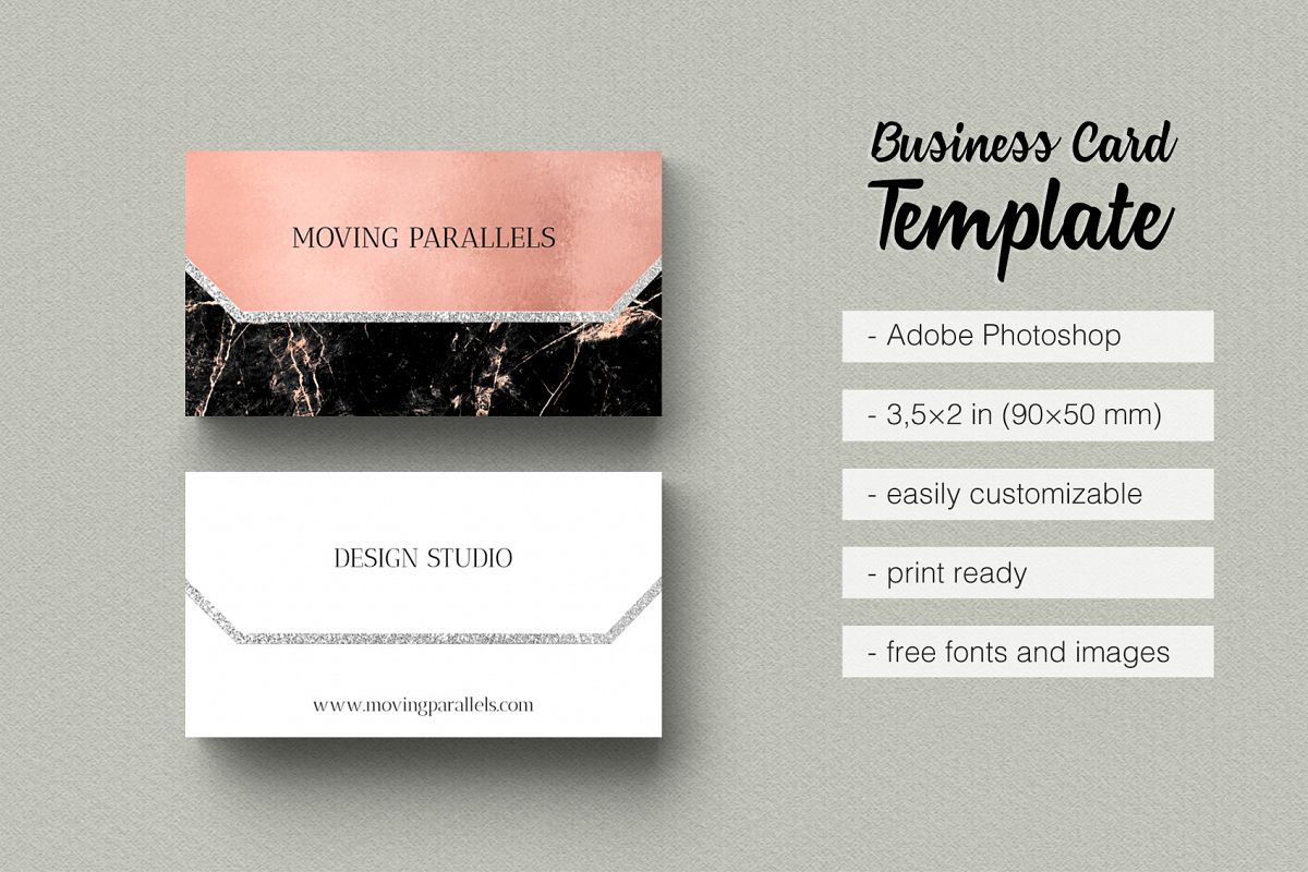 Rose Gold Foil Marble Business Card Rose Gold Foil Marble Business Card Example Image 1
