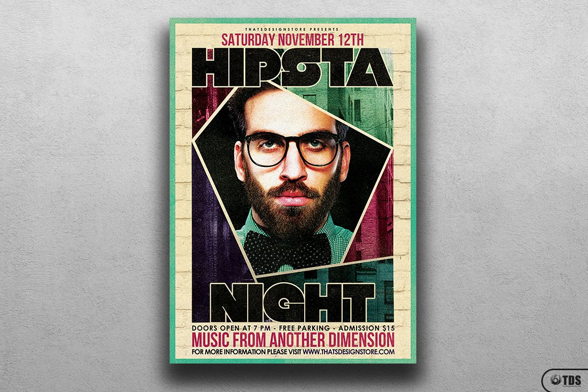 Hipsta Night Flyer Template example image 1