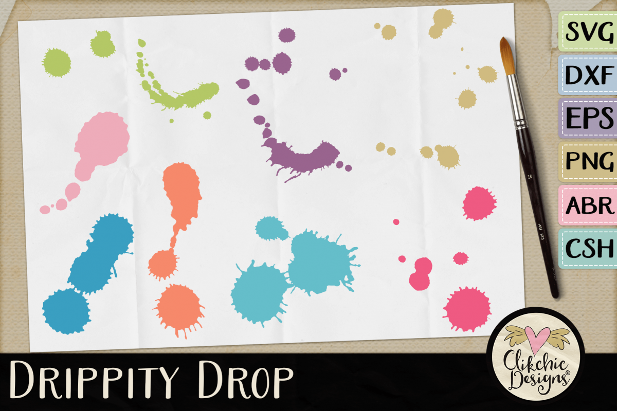 Watercolor SVG & DXF, Drops Clipart, Brushes, Custom Shapes example image 1