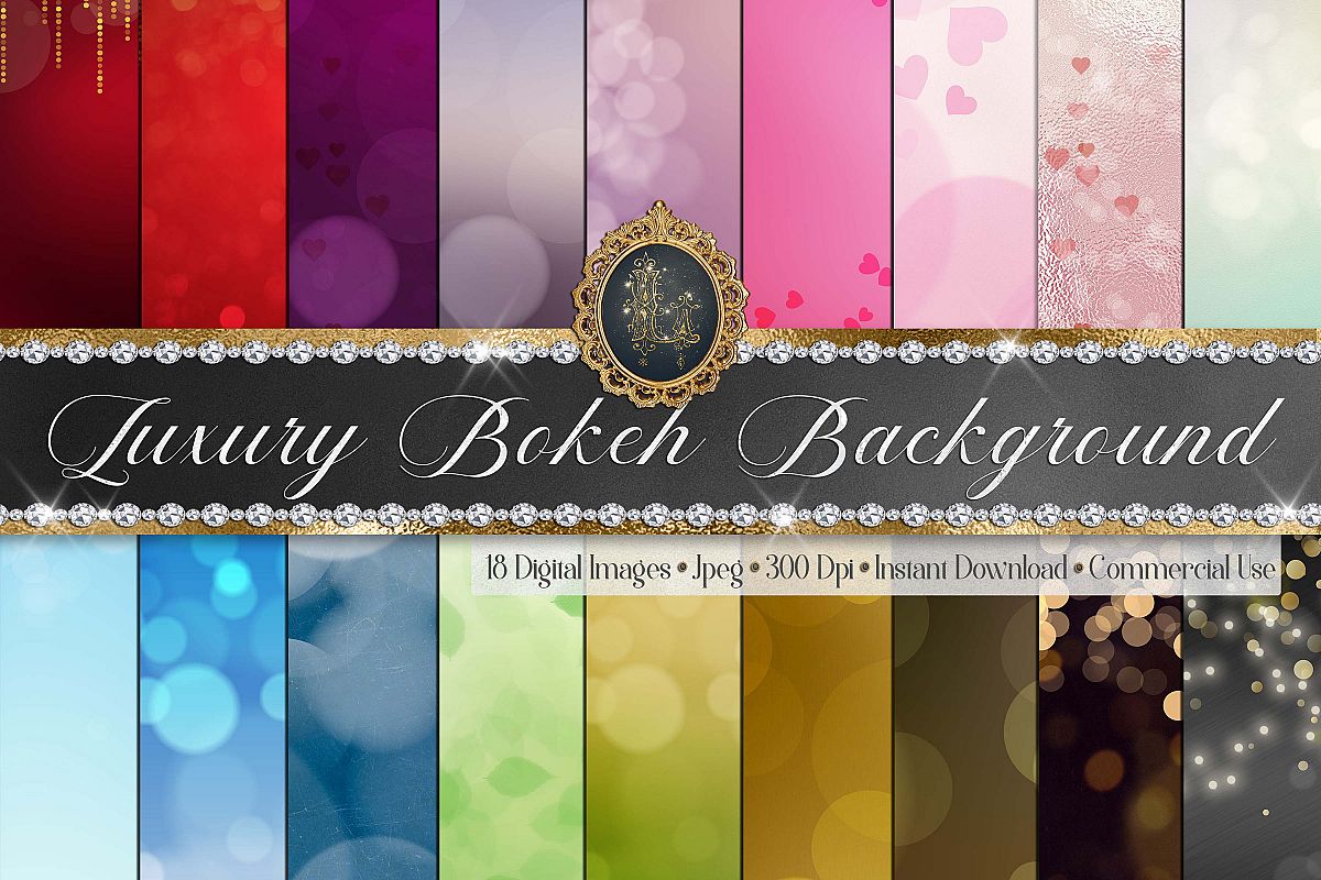 18 Luxury Bokeh Background Digital Images Gold Bokeh Heart example image 1