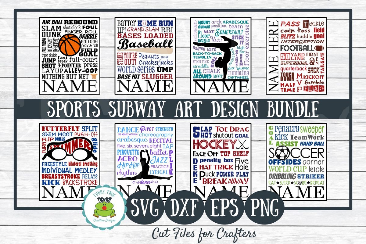 Sports Subway Art Design Bundle SVG Cut Files,PNG Printables example image 1