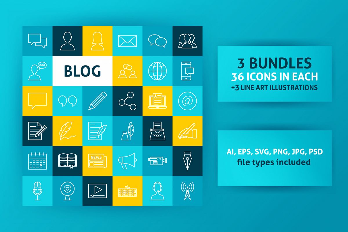 Blog Line Art Icons example image 1