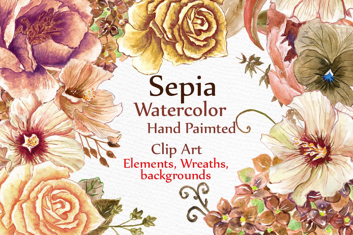 Watercolor floral clip art example image 1