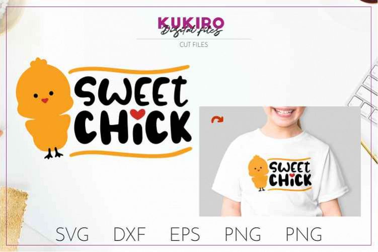 Sweet Chick SVG - Easter cut file SVG DXF EPS PNG JPG example image 1