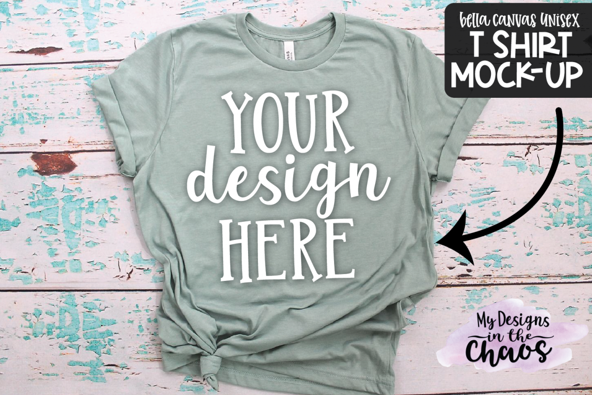 T Shirt Mock Up | Green Bella Canvas Unisex Mock Up example image 1