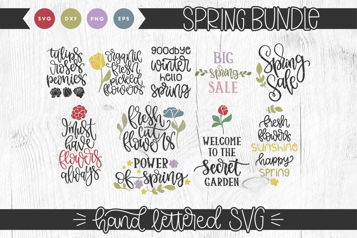 Spring Hand Lettered SVG Bundle example image 1