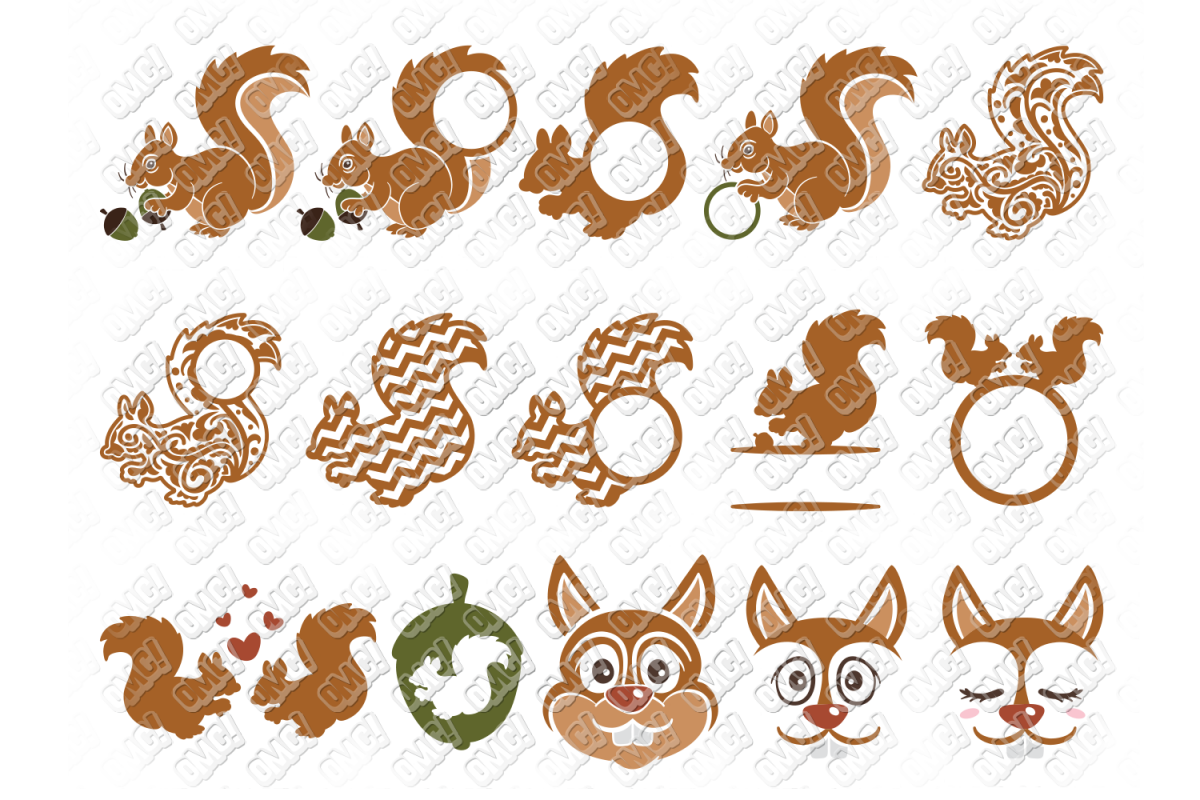 Squirrel SVG Monogram Face in SVG, DXF, PNG, EPS, JPG example image 1