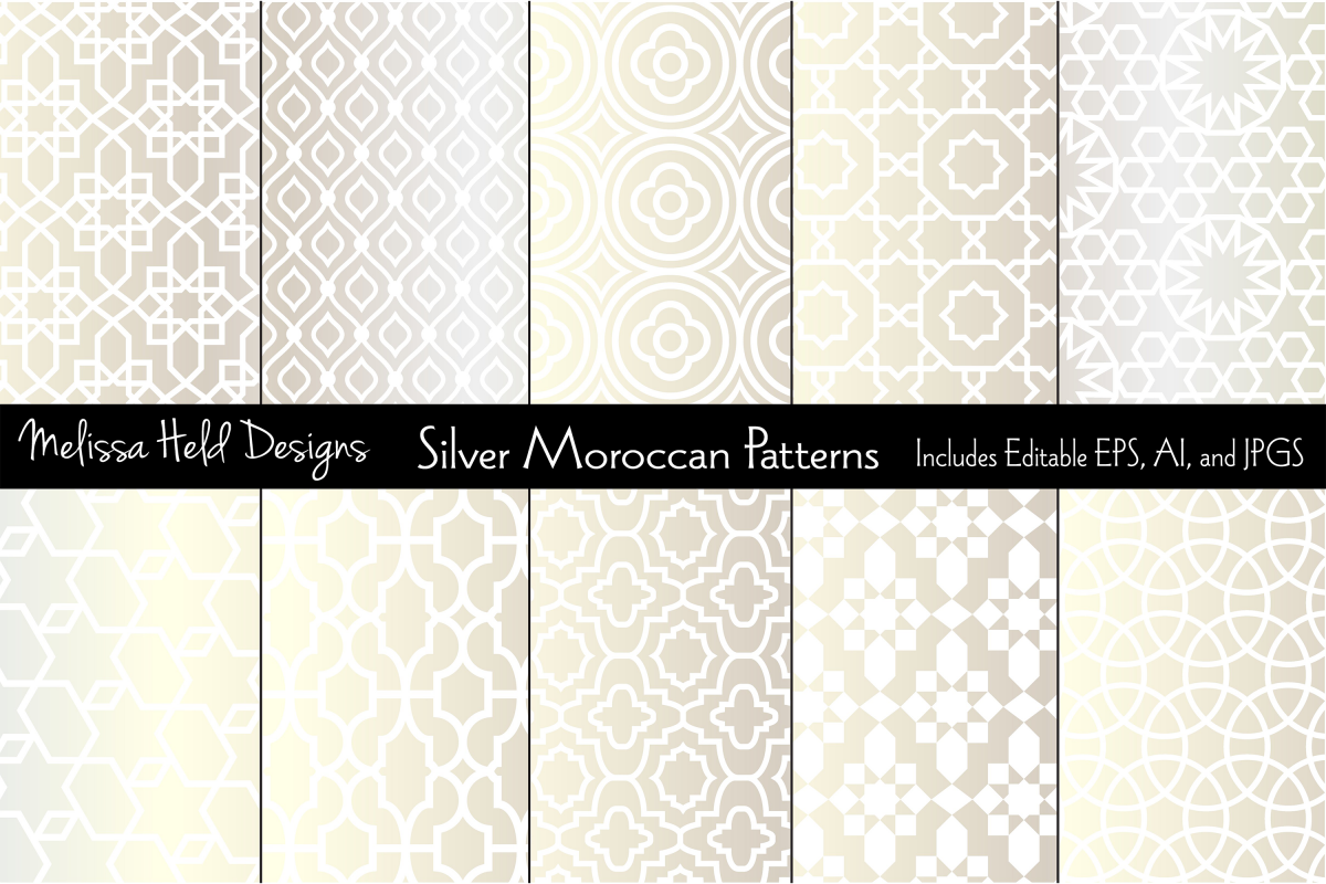 Silver Metallic Moroccan Patterns example image 1