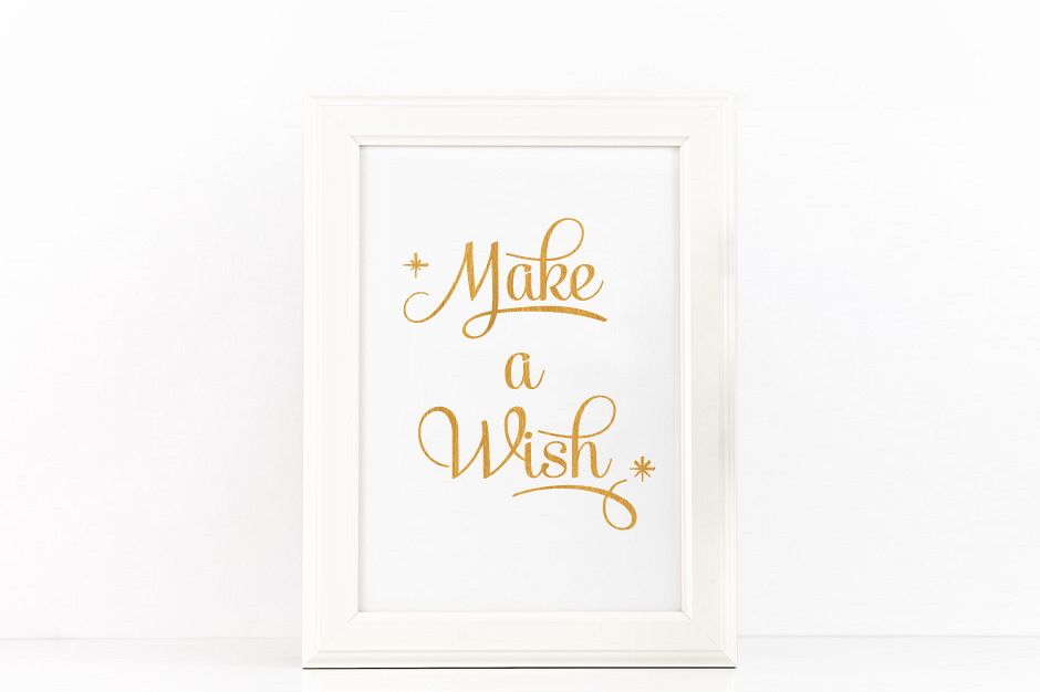 Make a Wish Poster Inspirational Quote to Print in Gold + SVG files example image 1