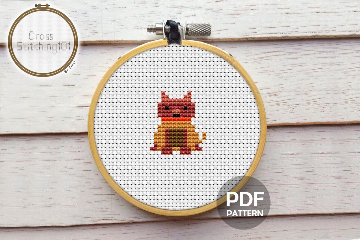 Boxer Dog Mini Cross Stitch Pattern PDF example image 1