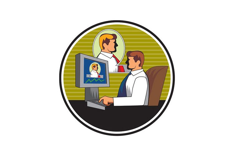 Businessman Video Conference Retro example image 1