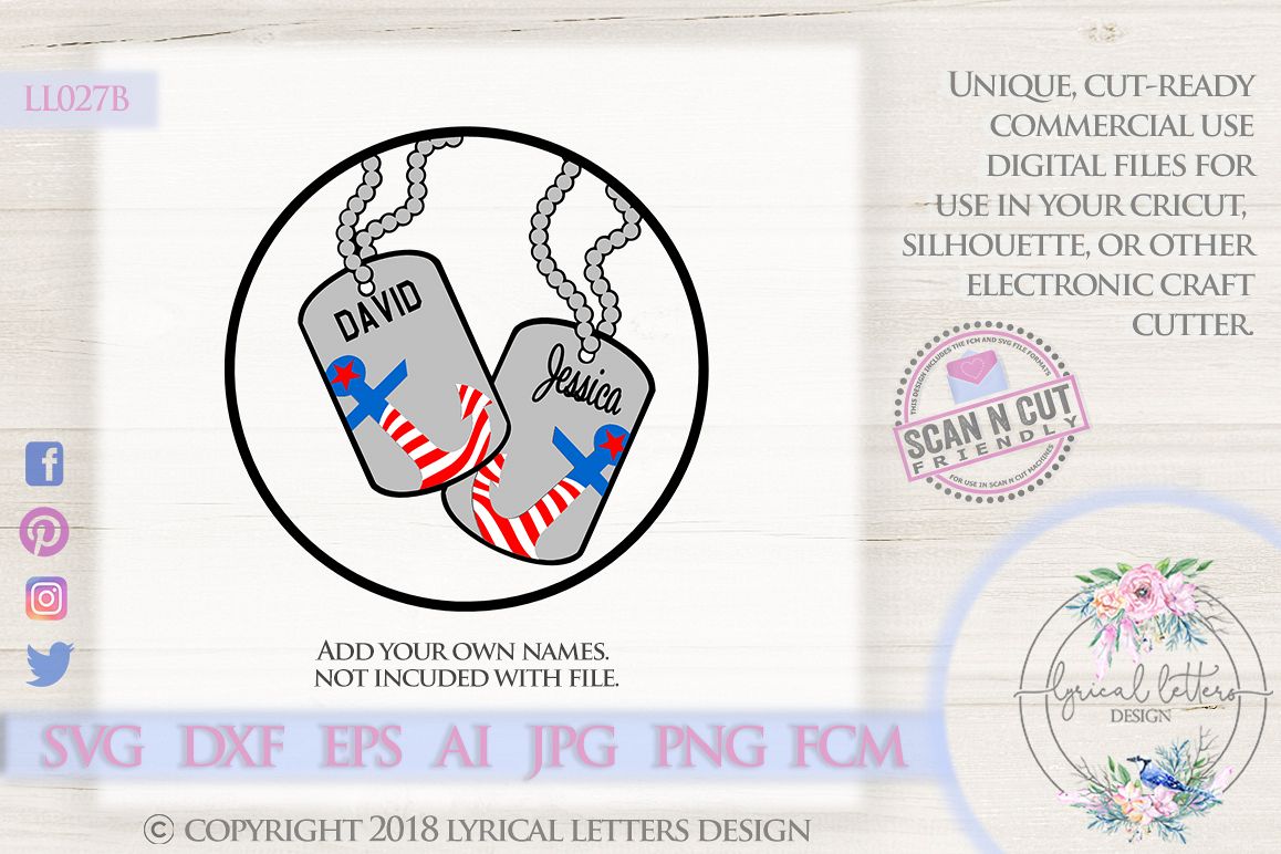 His and Hers Dog Tags Military Soldier SVG Cut File LL027B example image 1